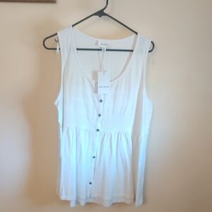 Heyson White Button-Front Peplum Tank Top